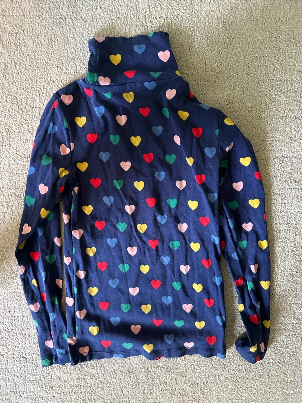 Mini Boden girls heart rainbow turtleneck layering top size large 11/12